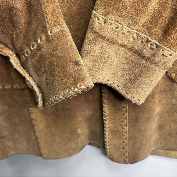 Vintage 60s 70s Handcrafted Leather Suede Jacket Size Small - Picture 8 of 16